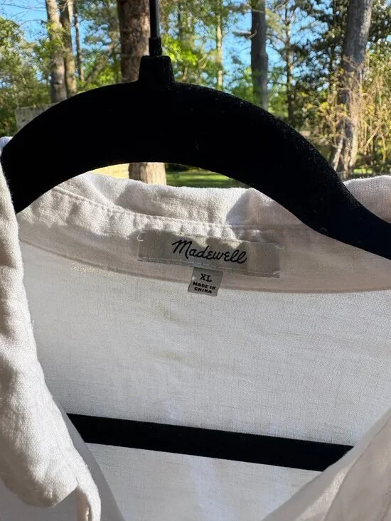 MADEWELL White Linen Short-sleeve Button down top - Picture 2 of 3